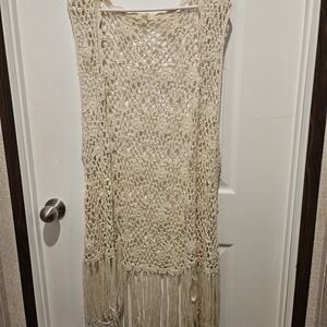 Kori Cream Crochet Fringe Wrap
